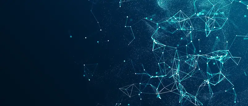 Abstrakte Datenpunkte und Netzwerkverbindungen auf dunklem Hintergrund