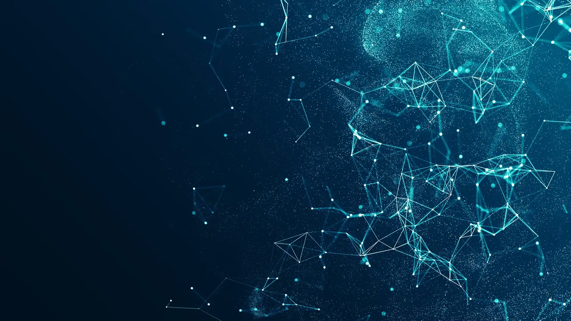 Abstrakte Datenpunkte und Netzwerkverbindungen auf dunklem Hintergrund