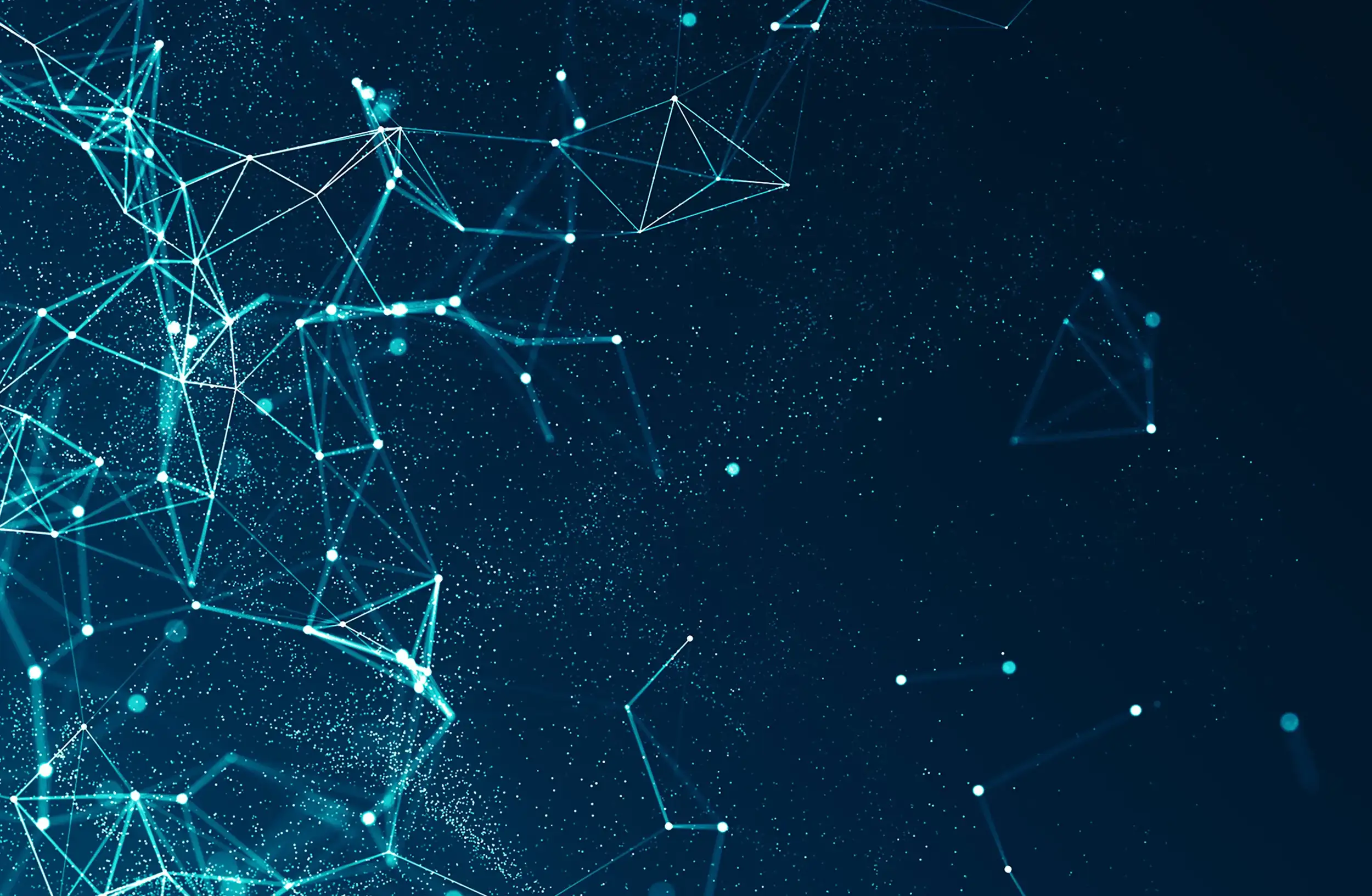Abstrakte Datenpunkte und Netzwerkverbindungen auf dunklem Hintergrund